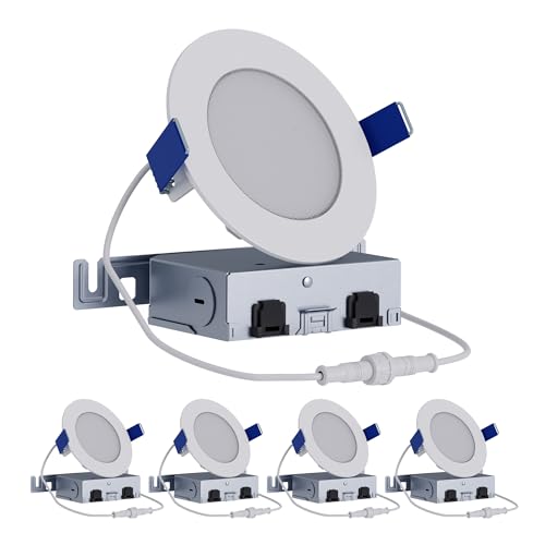 HALO 4 Inch Canless LED Recessed Lighting Kit 5 CCT Dimmable 4 Pack - Ultra Slim
