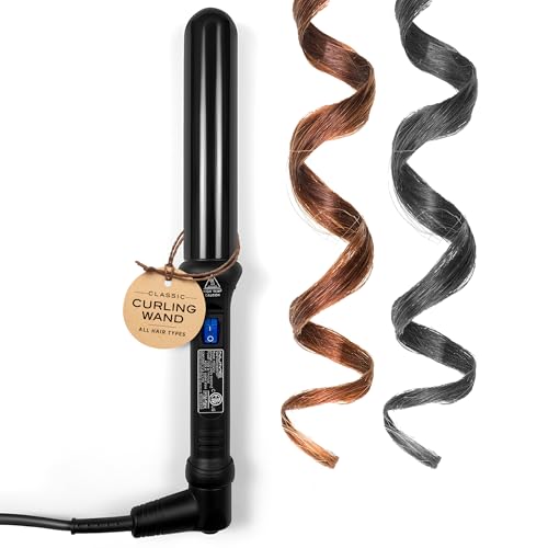 NuMe Classic Ceramic Curling Wand Black 1.25 Inch Tourmaline Hair Curler