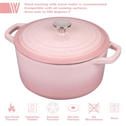 Pink 4.5QT Enameled Cast Iron Dutch Oven with Lid for Bread Baking - Sourdough Supplies Set