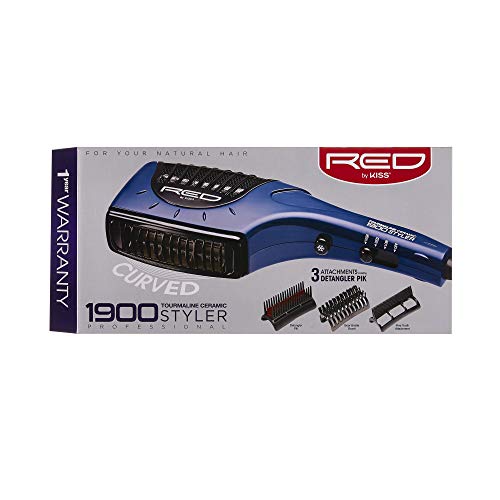 Ceramic Hair Styler with Detangler Pik & Multiple Attachments - Professional Blow Dry Comb, Curl & Straighten