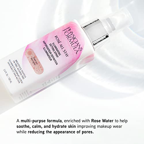 Physicians Formula Ros? All Stay Illuminating Setting Spray For Makeup, Oil-Free, Alcohol-Free, Antioxidants | Dermatologist Tested, Clinicially Tested