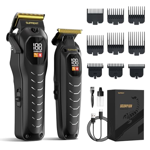 Cordless Hair Clippers for Men Black - Professional Haircut Kit with LED Display