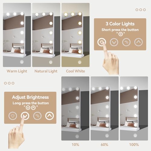 22.8 x 17.7 Inch Vanity Mirror with Lights & Bluetooth Speaker - Dimmable LED, 3 Color Modes, USB Charging Port