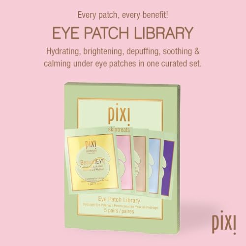 Pixi Beauty Eye Patch Library | 5 Single Use of Under Eye Patches for Hydrating, Energizing, Depuffing, and Soothing Under-Eyes | for Puffy Eyes and Dark Circles | 5 pairs, 10 patches