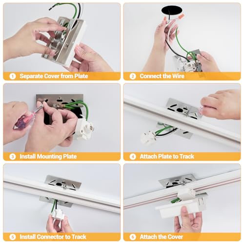 13FT H Track Lighting Rails Kit with Canopy Connectors for Adjustable Home Lighting