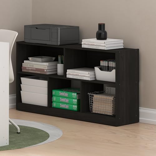 Furinno Daly Espresso 5-Cube Bookcase - Modern Horizontal Storage Organizer