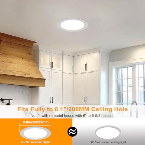 12 Pack 8 Inch LED Recessed Downlights - Dimmable, 3CCT Selectable, Ultra-Thin, High Brightness 1800LM, Canless Ceiling Lights - Multiple Variations