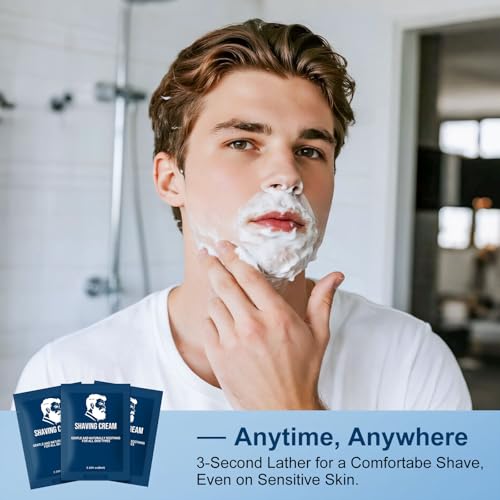 Shaving Cream Bulk Travel,8ml/0.28 oz Travel Shave Cream Disposable Shaving Cream in Bulk for Hotel Homeless £¨Jasmine£¬pack of 30)