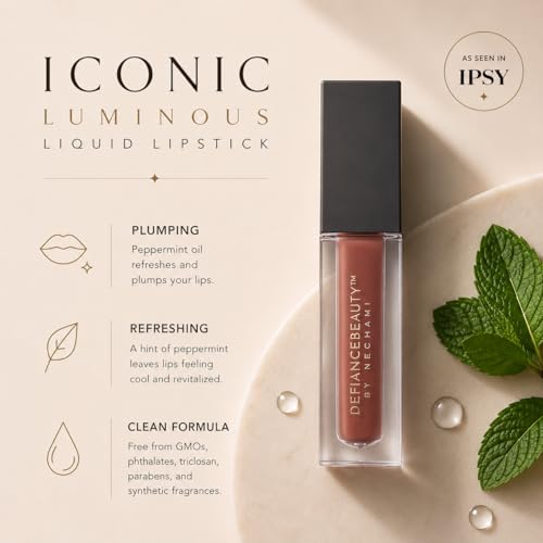 Iconic Defiance Beauty Luminous Liquid Lipstick & Clear Lip Gloss Set - Long Lasting, Pink Undertones, High Comfort