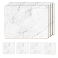 Moderry White Marble Cork Placemats Set of 4 with Free Coasters - 16 x 12 inches