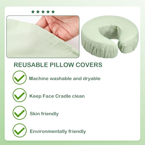 Tatuo 12 Pcs Face Cradle Covers for Massage Head Rest Microfiber Reusable Soft Thicker Massage Table Face Covers Oil Proof Headrest Cradle Sheets for Spa Beauty(Sage)