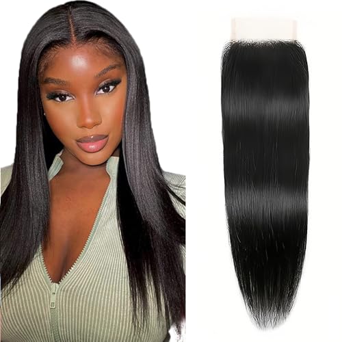 Natural Color Lace Closure 4x4 HD Transparent Swiss Lace 18 Inch Straight Human Hair - Variation LC #1B S
