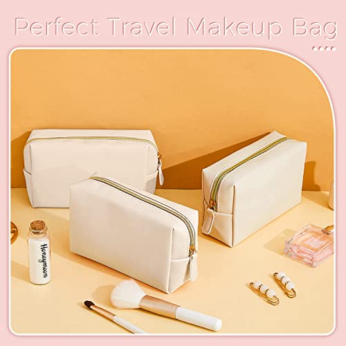 Dunzy Medium Beige Waterproof PU Leather Cosmetic Bag - 8 Pack