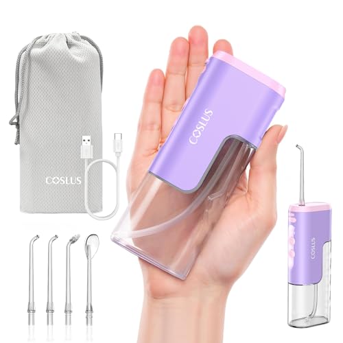 Mini Water Flosser for Travel - Portable Cordless Oral Irrigator in Purple