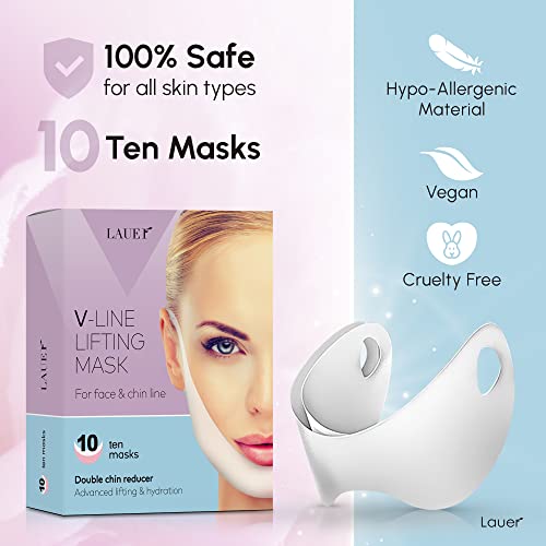 V Shaped Slimming Face Mask Double Chin Reducer V Line Lifting Mask Neck Lift Tape Face Slimmer Patch Chin Strap For Women Jawline Sculptor For Firming and Tightening Skin 5 and 10 Masks Bundle