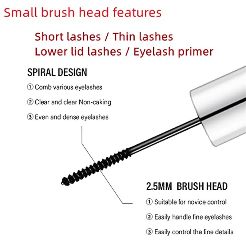 2 in 1 Mascara for Fine Short Eyelash, Big and Small Brush, Washable Voluminous Eyelash Mascara Intense Lengthening for Women and Girls, Black (1 Pcs)