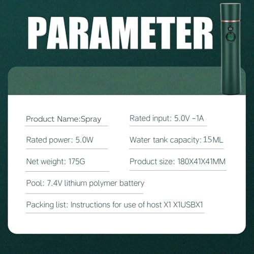 Elitzia Oxygen Facial Machine Oxygen Injection Skin Care Spa Nano Facial Mister Hydration Anti Aging Nourishing Handheld Atomizer Face Care Improve Absorption Portable Mist Sprayer Women 1PCS ETKD88SA