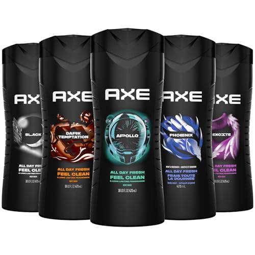 Men's 3-in-1 Body Face & Hair Wash 5-Pack, Invigorating Scents, 16 fl oz