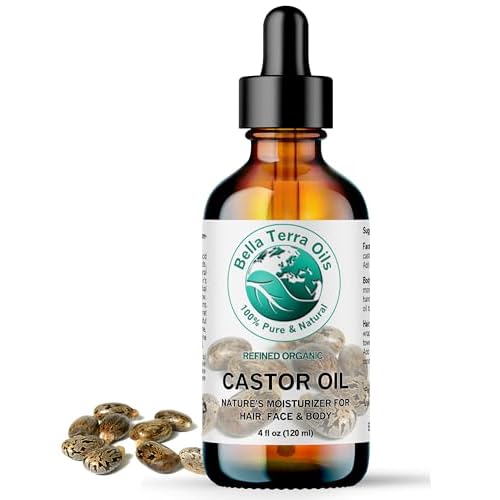 Bella Terra Oils - Organic Castor Oil 4 oz Glass Bottle - Dive into Pure Organic Castor Essence, High in Essential Fatty Acids, Perfect for Nourishing Beauty Rituals