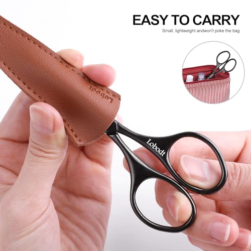 4.1inch round-headed stainless steel small scissors, suitable for trimming facial hair, nose hair, eyebrows, eyelashes, beards, personal care and salon beauty salons (black)