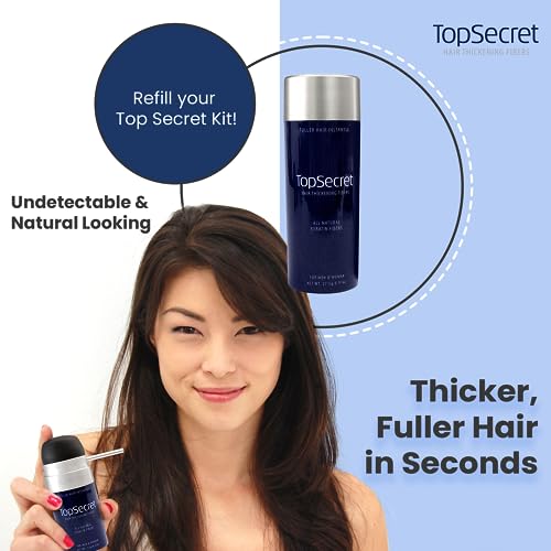Hair Thickening Fibers Refill - Natural Hair Filler for Men & Women, Black, Weather-Resistant