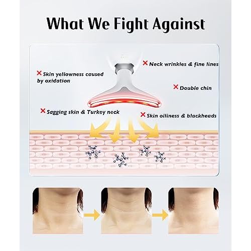 Fastaid Red-Light-Therapy-for-Face and Neck, Red Light Therapy Wand, 7 Color Led Face Neck Massager for Skin Care, White
