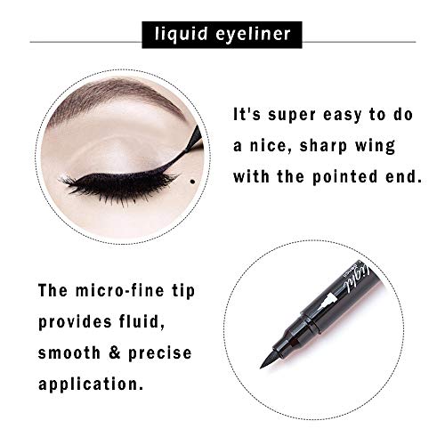 Winged Eyeliner Stamp Set, 4 PCs Dual-ended Eyeliner Pens with Felt Tip & Wing Stamp, Long Lasting and Smudge Proof Eye Makeup for Women