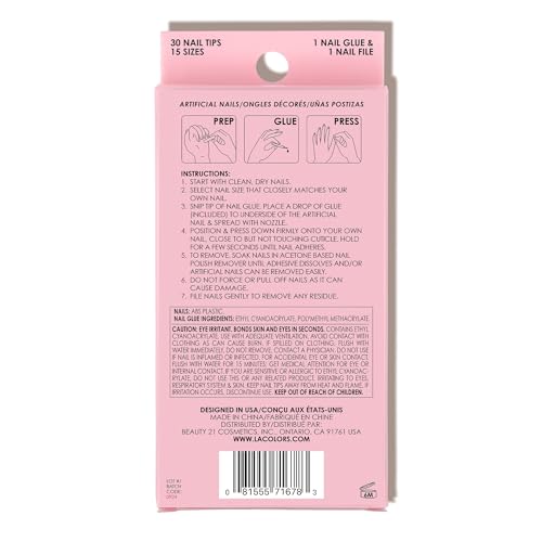 L.A. COLORS Extrava Nails Almond Nail Tip Kit, Level Up CNT678 (Pack of 2)
