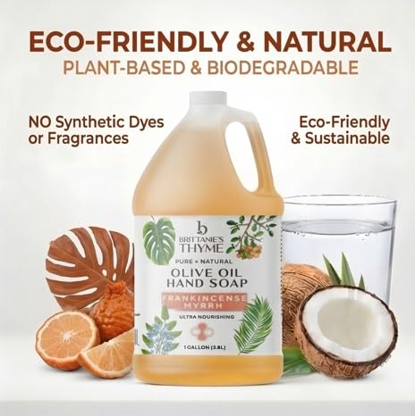 Brittanie's Pure Organic Castile Liquid Soap Refill Frankincense 128oz - Vegan & Eco-Friendly