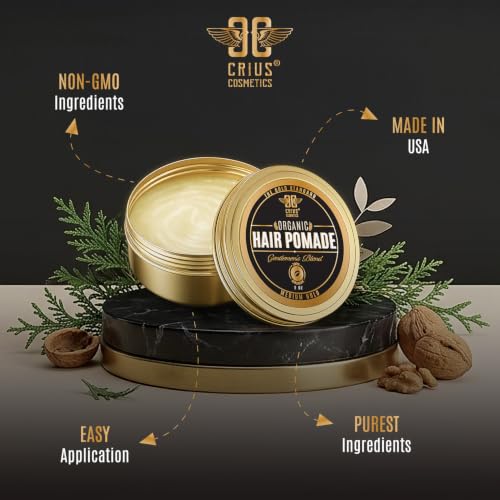 Organic Hair Pomade for Men - Strong Hold & Scalp Care, 2 Fl Oz