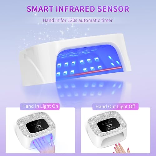 Silver UV LED Nail Lamp Dryer for Gel Nails 268W with Touch Screen & Sensor
