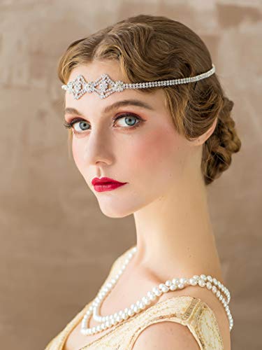 1920s Flapper Headband for Women - Silver Rhinestone Gatsby Party Accessory - Style 3