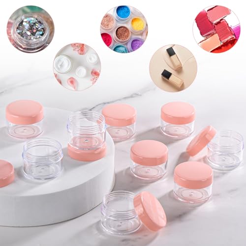 Pink Refillable Cosmetic Sample Jars 15g - 100 Pack with Lids & Mini Spatulas (Variation of Pink / 15g 100 Count)