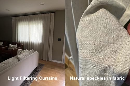 Vision Home Natural Linen Pinch Pleated Semi-Sheer Curtains - 60W x 108L, Pack of 1