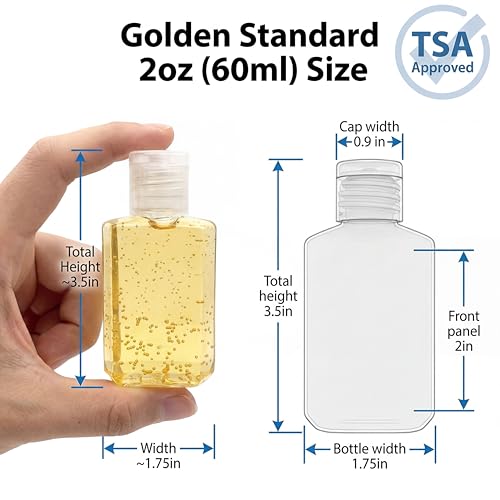 50 Pack 2oz Refillable Travel Bottles with Flip Cap for Toiletries & Favors - Clear