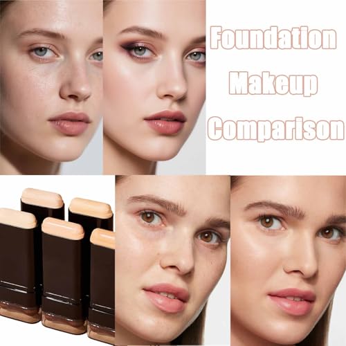 Face Foundation Contour Stick - Long-Wear, Lightweight Brightening Concealer Makeup, 2 In 1 Foundation Stick With Brush - For All Skin Types