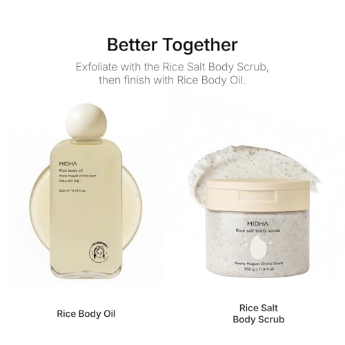 MIDHA Rice Body Oil with Vitamin E - Nourishing Lightweight Skin Moisturizer, 200ml