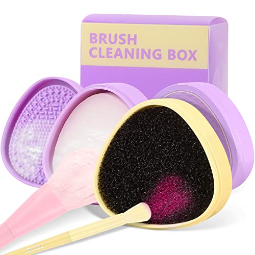 Docolor 16Piece Colorful Eye Makeup Brushes + Makeup Brushes Cleaner Set,Professional Eye Shadow Blending Brush Set with Solid Soap Cleanser & Color Removal Sponge & Silicone Brush Cleaner