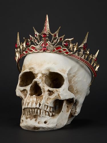 Black Gothic Witch Queen Crown for Cosplay Halloween - Gold+Red Variation