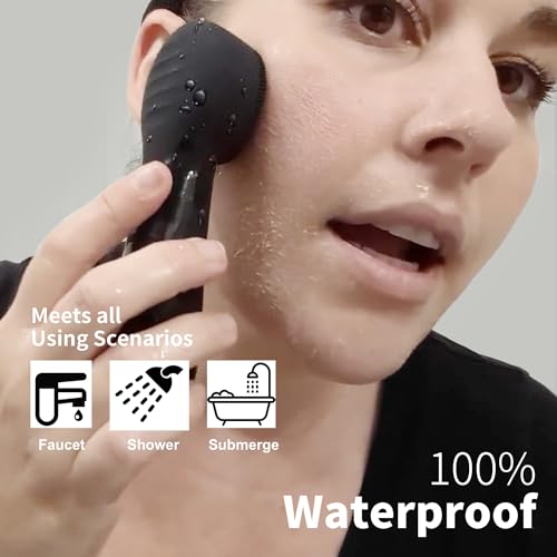 NågraCoola CLIE Silicone Face Scrubber Charcoal - Rechargeable Waterproof Facial Cleansing Brush for Deep Exfoliation & Massage