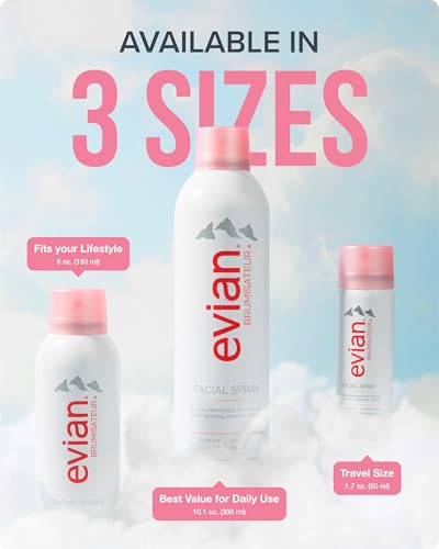 BRUMISATEUR Evian Facial Spray 10.1oz Hydrating Mineral Water Mist for Face & Skin — Refresh & Set Makeup