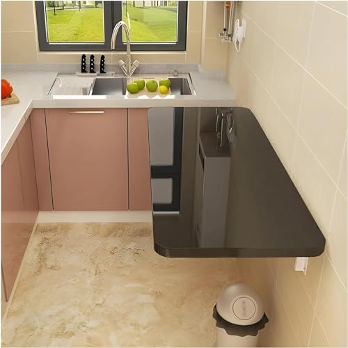 Black Wall Mounted Folding Table - 31.5x19.7 Inches Space-Saving Desk & Dining Surface