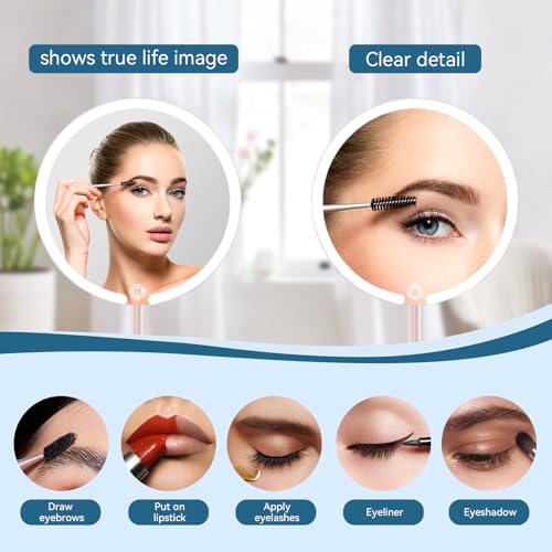 Makeup Mirror with Lights, 4K Ultra-Clear Reflection, Long-Press Adjustable Brightness, 3 Glow Settings, Flexible Multi-Angle Design ? Perfect for Makeup and Valentines Day Gifts for Her