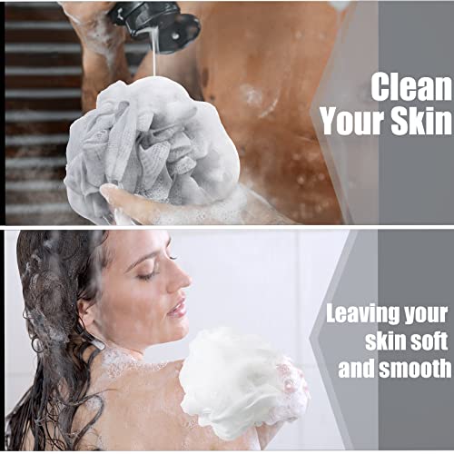 Large Mesh Bath Loofah Sponges Set of 32 Exfoliating Shower Poufs for Men & Women