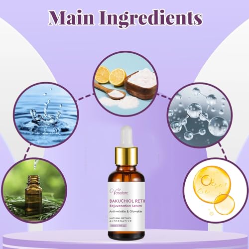 Bakuchiol Retinol Face Serum 1 Fl Oz Pack of 2 - Anti-Aging, Wrinkle Reduction