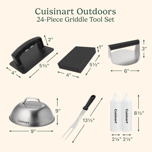 24-Piece Griddle Utensil Set with Storage Tote - Stainless Steel BBQ & Flat Top Grill Accessories
