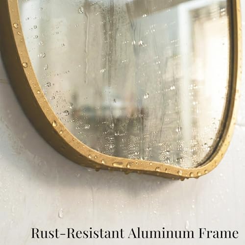 Matte Gold Irregular Organic Wall Mirror 36x20 Inch - Freeform Design