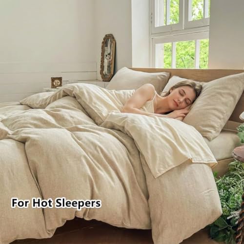 French Flax Linen Duvet Cover Set King Natural Linen - Eco-Friendly & Breathable