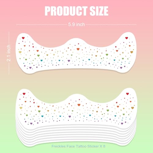 Pride Heart Freckles Face Tattoo - Glitter Temporary Tattoos with Love Symbols | Waterproof LGBTQ+ Sparkle Stickers for Pride Parades, Weddings & Date Nights (8 Sheets)
