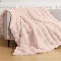 Pink Fluffy Double-Sided Throw Blanket 50x60 Fuzzy Faux Fur Couch Bed Cozy